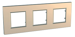 Рамка 3-постовая (медь) Unica Quadro Schneider Electric. Вид 1