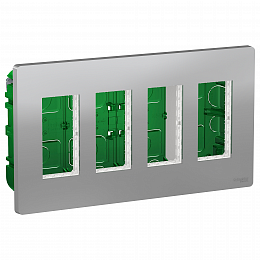 Блок скрытой установки 4х2 (алюминий) Unica System+ Schneider Electric. Вид 1