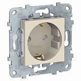 Розетка с заземлением, со шторками, винт. зажим, 16 а, 250 в (бежевый) Unica New Schneider Electric