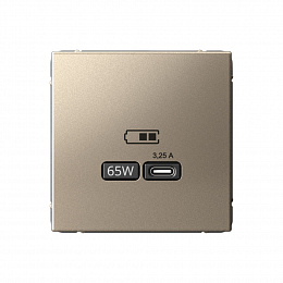 Розетка USB, тип-С 65Вт высокоскор.заряд. QC, PD, механизм (шампань) ARTGALLERY Systeme Electric. Вид 1