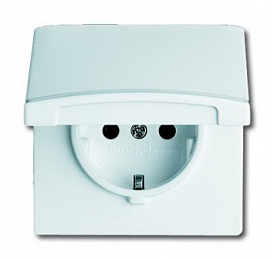 20 EUGK-34-101-500 Розетка SCHUKO, 20 EUGK-34-101-500, с крышкой, Allwetter44, IP44, альпийский белый, уплотнительное кольцо в комплекте, 16А, 250В.. Вид 1