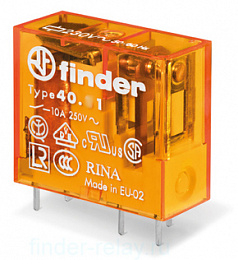 Реле с 1 перекидным контактом 10А (=230В AC) Finder. Вид 1