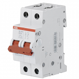 SD202/63 Рубильник 2-полюсный модульный 63А (красный рычаг) ABB. Вид 1