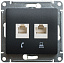 Розетка двойная компьютерная RJ45+RJ45, кат.5e, механизм (антрацит) Glossa Systeme Electric. Вид 1.