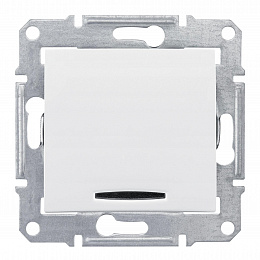 Переключатель 1-клавишный, с красной инд., сх. 6, 10а, 250В (белый) Sedna Schneider Electric. Вид 1