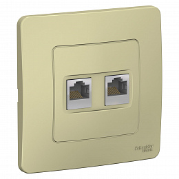 Розетка двойная, С/У, компьютерная RJ45, кат.5e (бежевый) Blanca Systeme Electric. Вид 1