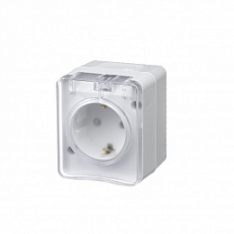 Розетка с заземлением, со шторками, 16А, 250B О/У (белый) AtlasDesign PROFI IP54 Systeme Electric. Вид 1