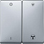 Клавиша двойная для механизма выкл. вентилятора, sd (алюминий) Merten Schneider Electric. Вид 1.
