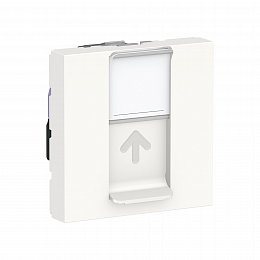 Розетка компьютерная, RJ45, одиночная, кат. 6 UTP, 2 модуля (белый) Unica Modular Schneider Electric. Вид 1