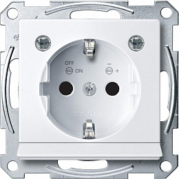 Розетка SCHUKO с мод.светод.подсв (активный белый) Merten Schneider Electric. Вид 1