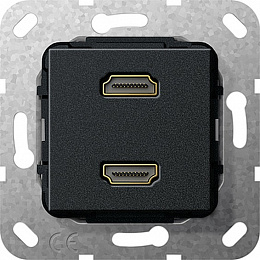 Розетка 2xHDMI (черный) System 55 Gira. Вид 1