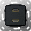 Розетка 2xHDMI (черный) System 55 Gira. Вид 1.