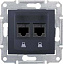 Розетка компьют., RJ45, двойн., кат. 5е, экран. stp, с пруж. заж (графит) Sedna Schneider Electric. Вид 1.
