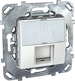 Розетка компьютерная, RJ45, одиночная, с полем для надписи, кат. 6, (белый) Unica Schneider Electric. Вид 1