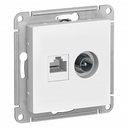 Розетка двойная TV + компьютерная RJ45, кат. 5Е (белый) Atlas Design Systeme Electric. Вид 1