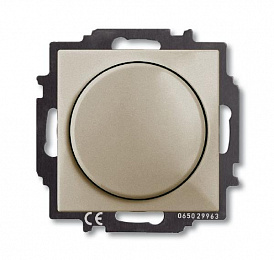 2251 UCGL-93-507 Светорегулятор Busch-Dimmer (диммер) поворотно-нажимной с центральной платой 60-400Вт (шампань) Basic 55 ABB. Вид 1