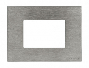 N2473 OX Рамка итальянского стандарта на 3 модуля, серия Zenit, натуральная сталь ABB. Вид 1