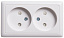 Розетка двойная без заземления, со шторками, О/У, 16А (белый) Хит Systeme Electric. Вид 1.