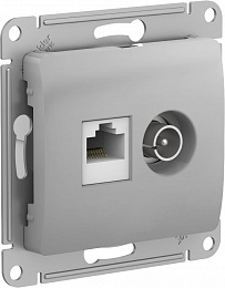 Розетка двойная TV + компьютерная RJ45, кат. 5Е, механизм (алюминий) Glossa Systeme Electric. Вид 1