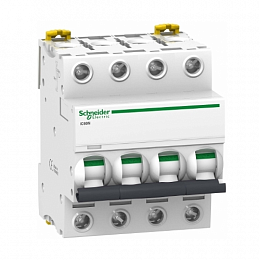iC60N 4P 63А Автоматический выключатель 4-полюсный, 63А, 6кА (хар-ка C) Schneider Electric. Вид 1