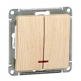 Выключатель 2-клавишный, с подсв. 10АХ, механизм, (сосна) Wessen 59 Systeme Electric. Вид 1