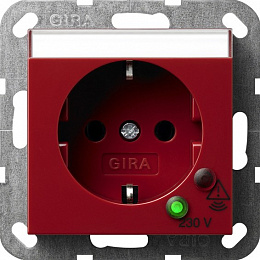 Розетка с заземлением (красный) System 55 Gira. Вид 1