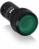 CP1-13G-10 Кнопка с подсветкой зеленая 220В AC/DC с плоской клавишей без фиксации 1НО ABB