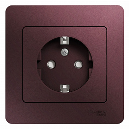 Розетка с заземлением со шторками,16А, 250В, в сборе,баклажановый Glossa Systeme Electric. Вид 1