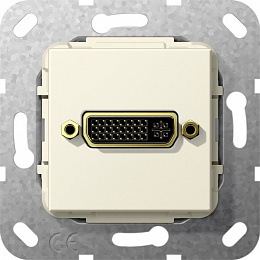 Розетка DVI (кремовый глянцевый) System 55 Gira. Вид 1