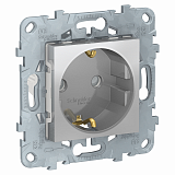 Розетка с заземлением, со шторками, винт. зажим, 16 а, 250 в (алюминий) Unica New Schneider Electric