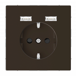Розетка SCHUKO с 2 USB c зарядным устройством 2,4 a, sdl (мокко) Merten Schneider Electric. Вид 1