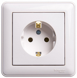 Розетка с заземлением без шторок, 16А, в сборе (белый) Wessen 59 Systeme Electric. Вид 1