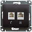 Розетка двойная компьютерная RJ45+RJ45, кат.5e, механизм (шоколад) Glossa Systeme Electric. Вид 1.