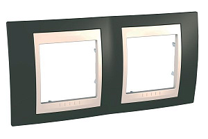 Рамка 2-постовая горизонтальная (какао/бежевый) Unica Хамелеон Schneider Electric. Вид 1