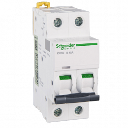 iC65N 2P 40A Автоматический выключатель 2-полюсный, 40А, 6кА (хар-ка B) Schneider Electric. Вид 1