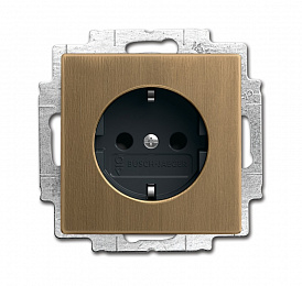 20 EUCBLI-840-500 Розетка SCHUKO 16А 250В, с LED подсветкой (Латунь античная) Династия ABB. Вид 1