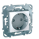 Розетка с з/к со шторками, винт. зажим (белый) Unica Schneider Electric