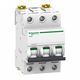 iC60N 3P 20А Автоматический выключатель 3-полюсный, 20А, 6кА (хар-ка C) Schneider Electric. Вид 1
