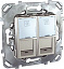 Розетка компьют., rj45, двойная, кат. 6, с полем для надп. (алюминий) Unica Top Schneider Electric. Вид 1.