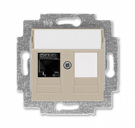 5014H-A61017 18W Розетка компьютерная RJ45 кат.6+заглушка, Levit, кофе макиато ABB. Вид 1