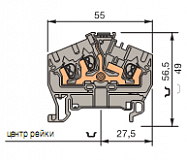 D2,5/5.I.4L Клеммник с 4 пружинами до 2.5 мм.кв., серый TYCO