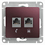 Розетка двойная RJ11+RJ45, кат.5e,механизм, (баклажановый) Glossa Systeme Electric. Вид 1.