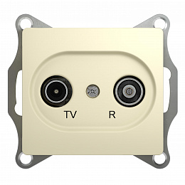 Розетка TV-R проходная 4db, механизм (бежевый) Glossa Schneider Electric. Вид 1