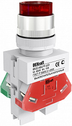 ВК22-ABLFP-RED-LED-24 Кнопка выступающая красная с подсветкой 20 мм, 24В AC/DC DEKraft. Вид 1