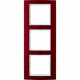 Рамка 3-постовая (алюминий, красный/полярная белизна) B.3 Berker. Вид 1