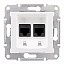Розетка компьютерная 2-ая, RJ45, кат.5е. (интернет) пружинный зажим (белый) Sedna Schneider Electric. Вид 1.