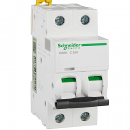 iC65N 2P 25А Автоматический выключатель 2-полюсный, 25А, 6кА (хар-ка C) Schneider Electric. Вид 1