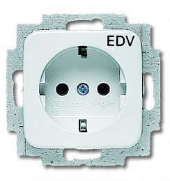 20 EUC/DV-214-500 Розетка SCHUKO 16А 250В с маркировкой EDV, серия Reflex SI, цвет альпийский белый ABB. Вид 1