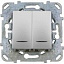 Выключатель 2-клавишный, 2 модуля, с индикацией (алюминий) Unica Top Schneider Electric. Вид 1.