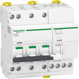 iCV40 Acti9 Дифф. автомат 3P+N, 16A, 6kА, 30mA, тип AC (хар-ка C) Schneider Electric. Вид 1